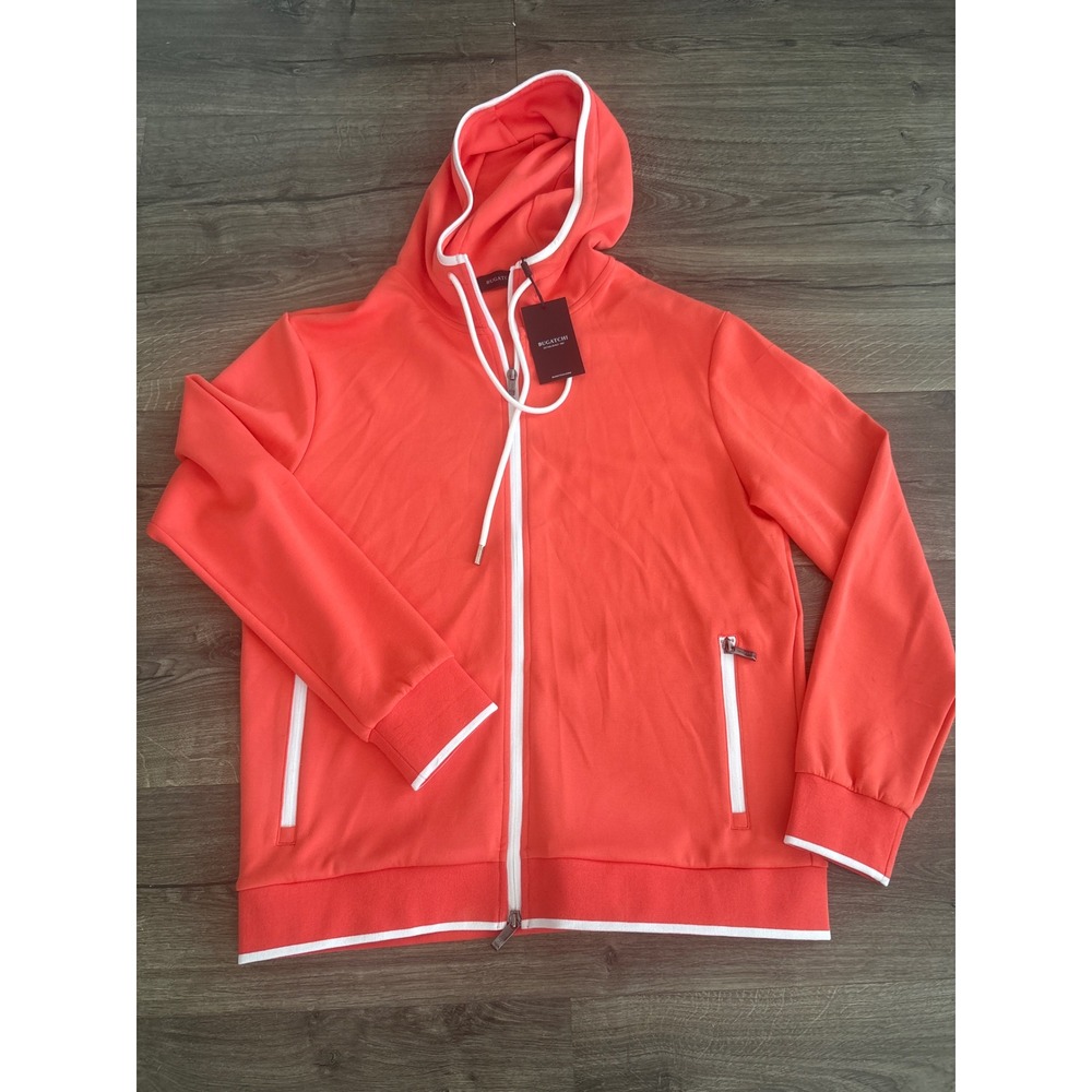 Bugatchi Mens Coral Full Zip Hoodie Jacket DF2425K10 Size M New with Tags